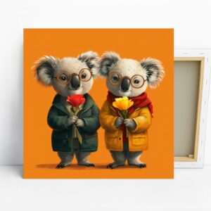 Koala Hugs and Flowers Art