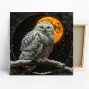 Snowy Owl Moonscape Art
