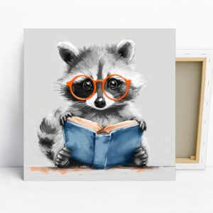 Raccoon Reading Art