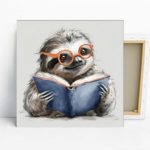 Sloth Bookworm Art