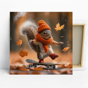 Squirrel Skateboarding Art