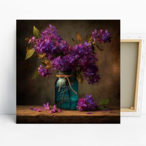Lilac Blooms Mason Jar Art