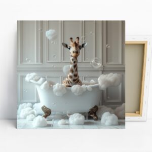 Giraffe Bath Time Art