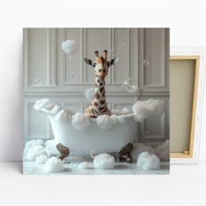 Giraffe Bath Time Art
