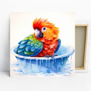 Parrot Bath Time Art