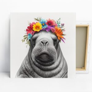 Walrus Floral Crown Art