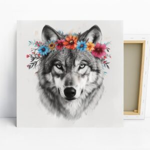 Wolf Floral Crown Art