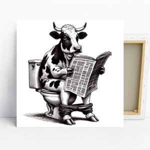 Cow Reading Newspaper Art