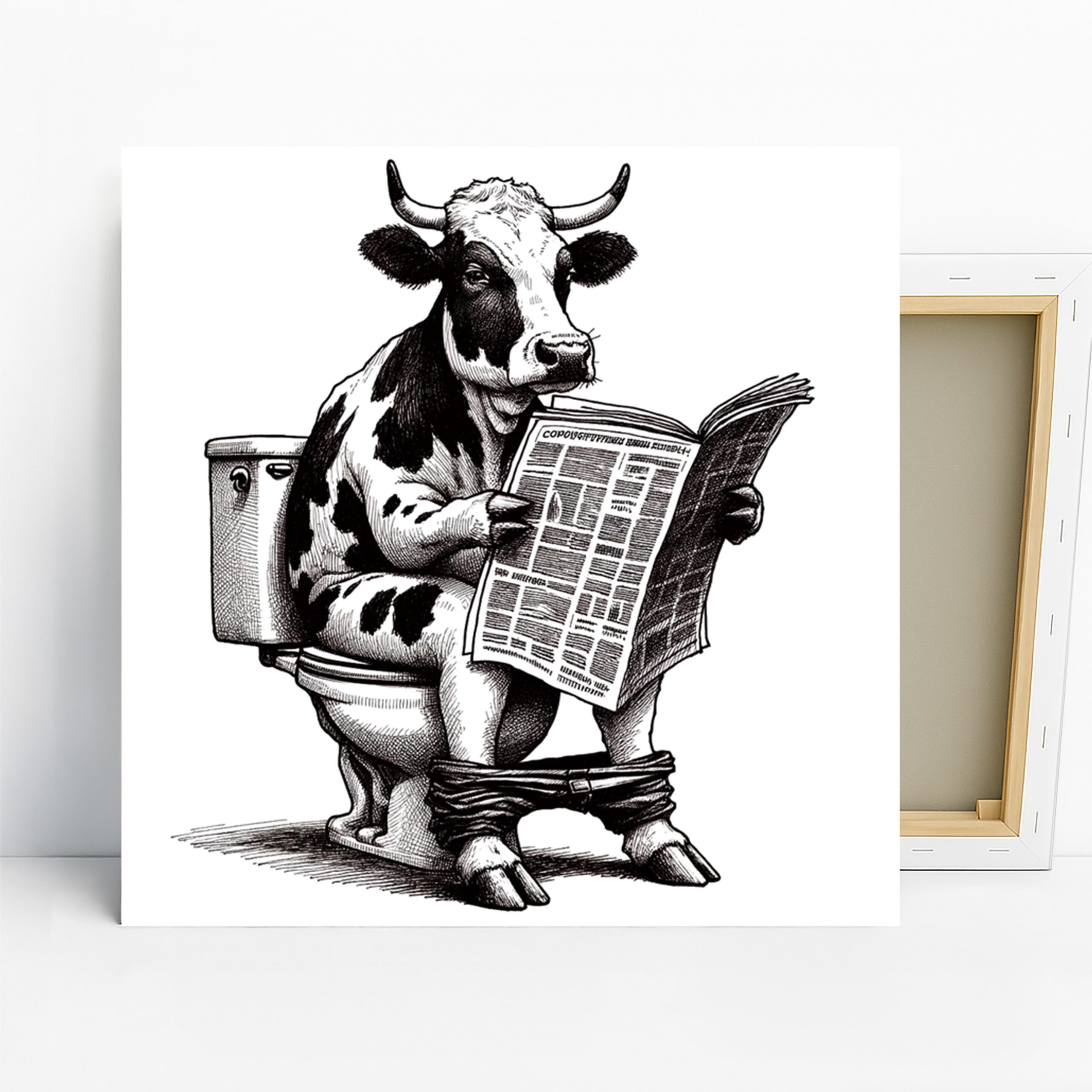 1.jpg Cow Reading Newspaper Art
