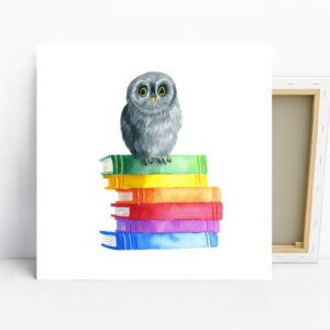 Owl Reading Books Art