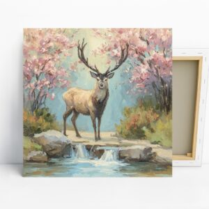 Deer Cherry Blossom Art