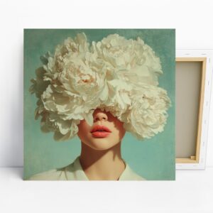 White Peony Bloom Portrait Art
