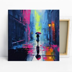 Rainy Evening Cityscape Art