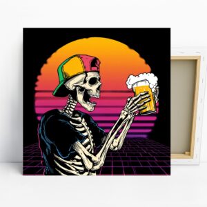 Retro Skeleton Beer Art