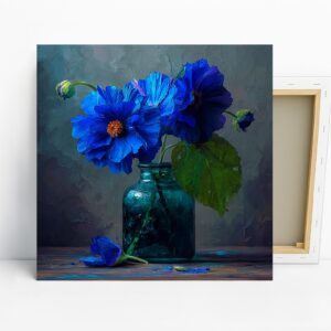 Deep Blue Floral Art
