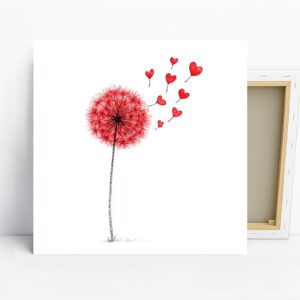 Red Dandelion Heart Art
