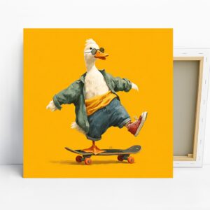 Skateboarding Duck Art