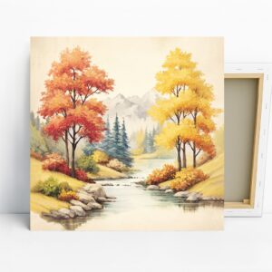 Autumn Stream Landscape Art