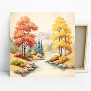 Autumn Stream Landscape Art