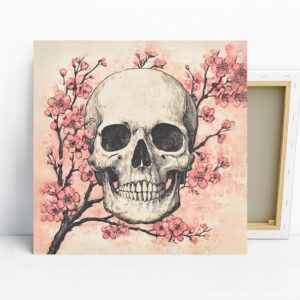 Cherry Blossom Skull Art