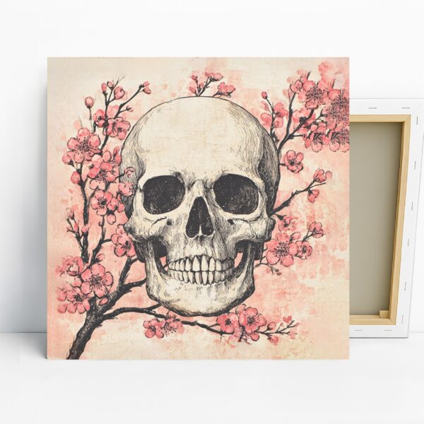 Cherry Blossom Skull Art