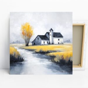Autumn Farmhouse Stream Art