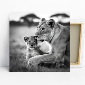 Lion Mother and Cub Art