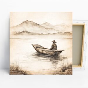 Tranquil Lake Boat Art