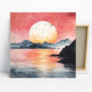 Serene Sunset Mountain Lake Art