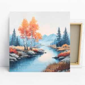 Autumn River Landscape Art