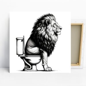 Lion on Toilet Art