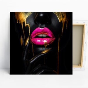 Golden Drip Lips Art