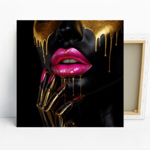 Golden Drip Lips Art