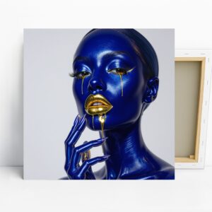 Blue Gold Drip Art