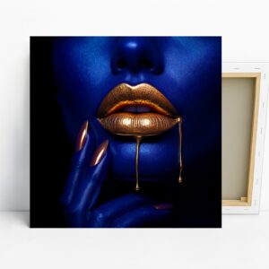 Golden Lips Blue Face Art