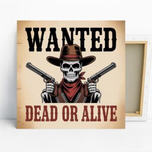 Wanted Cowboy Skull Art