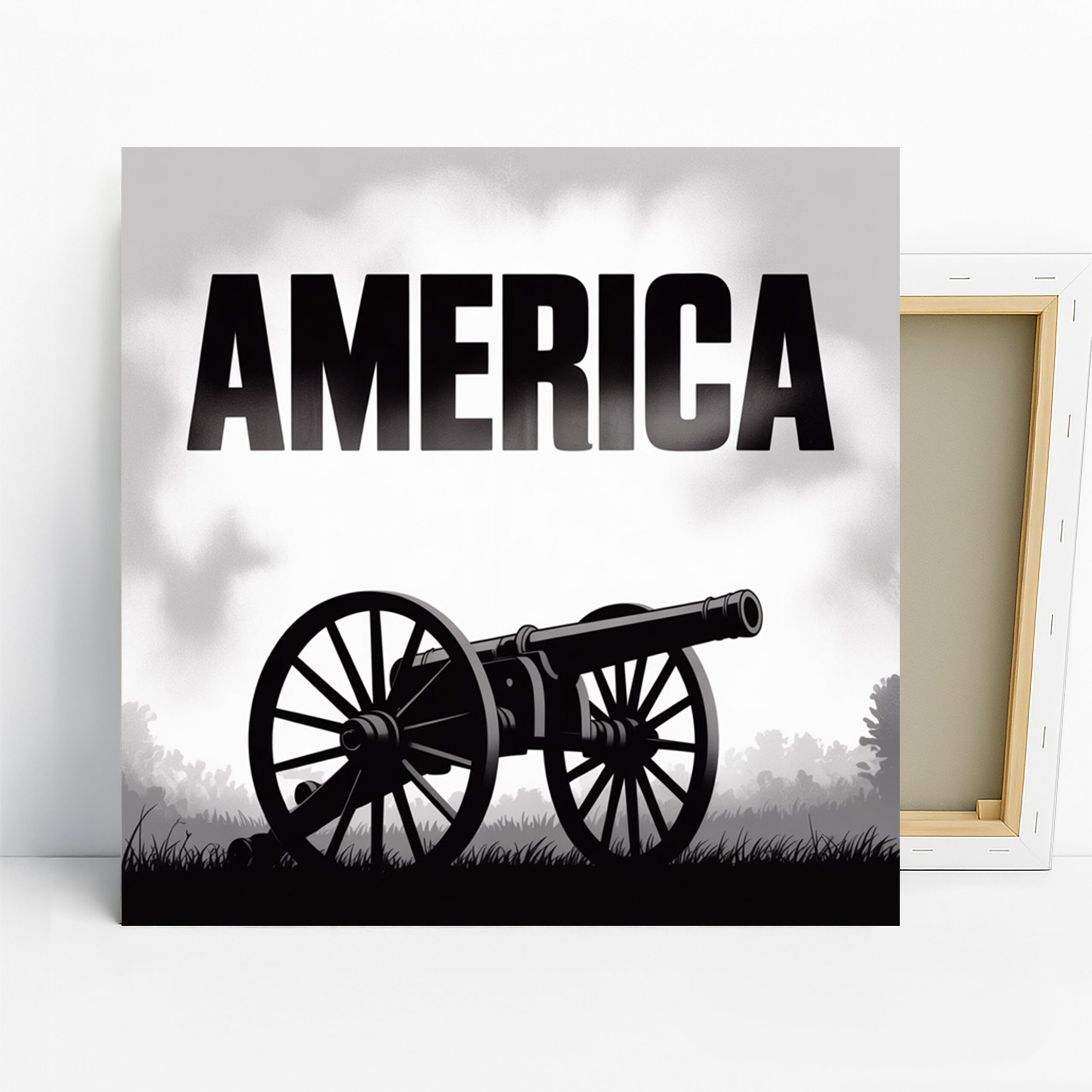 American Civil War Cannon Art, Canvas or Poster, Vintage Historical Decor, Living Room Office Game Room Wall Art, Black White Gray
