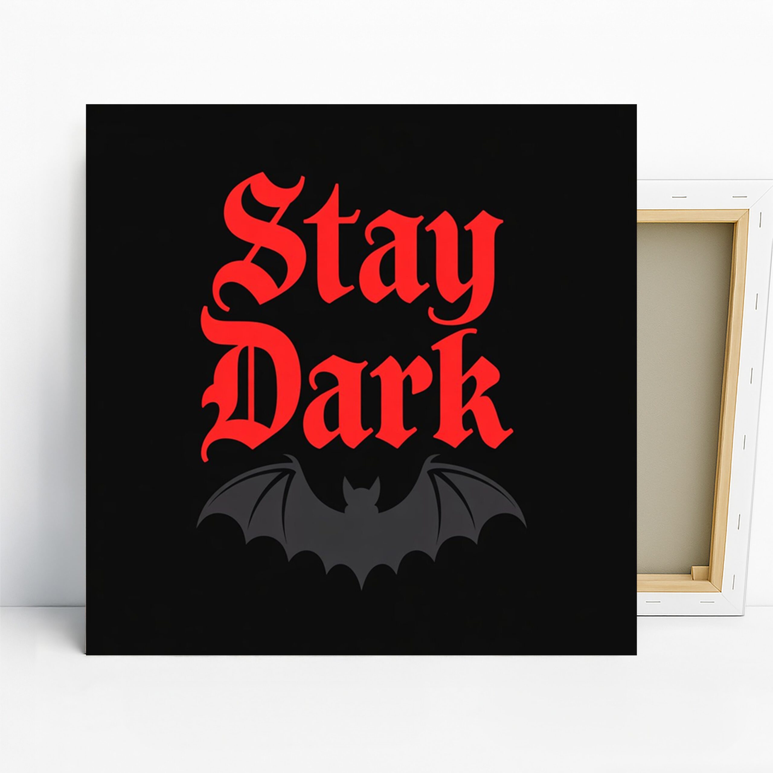 Bat Art, Canvas or Poster, Gothic Contemporary Decor, Bedroom Living Room Game Room Wall Art, Red Black Grey Minimalist Design