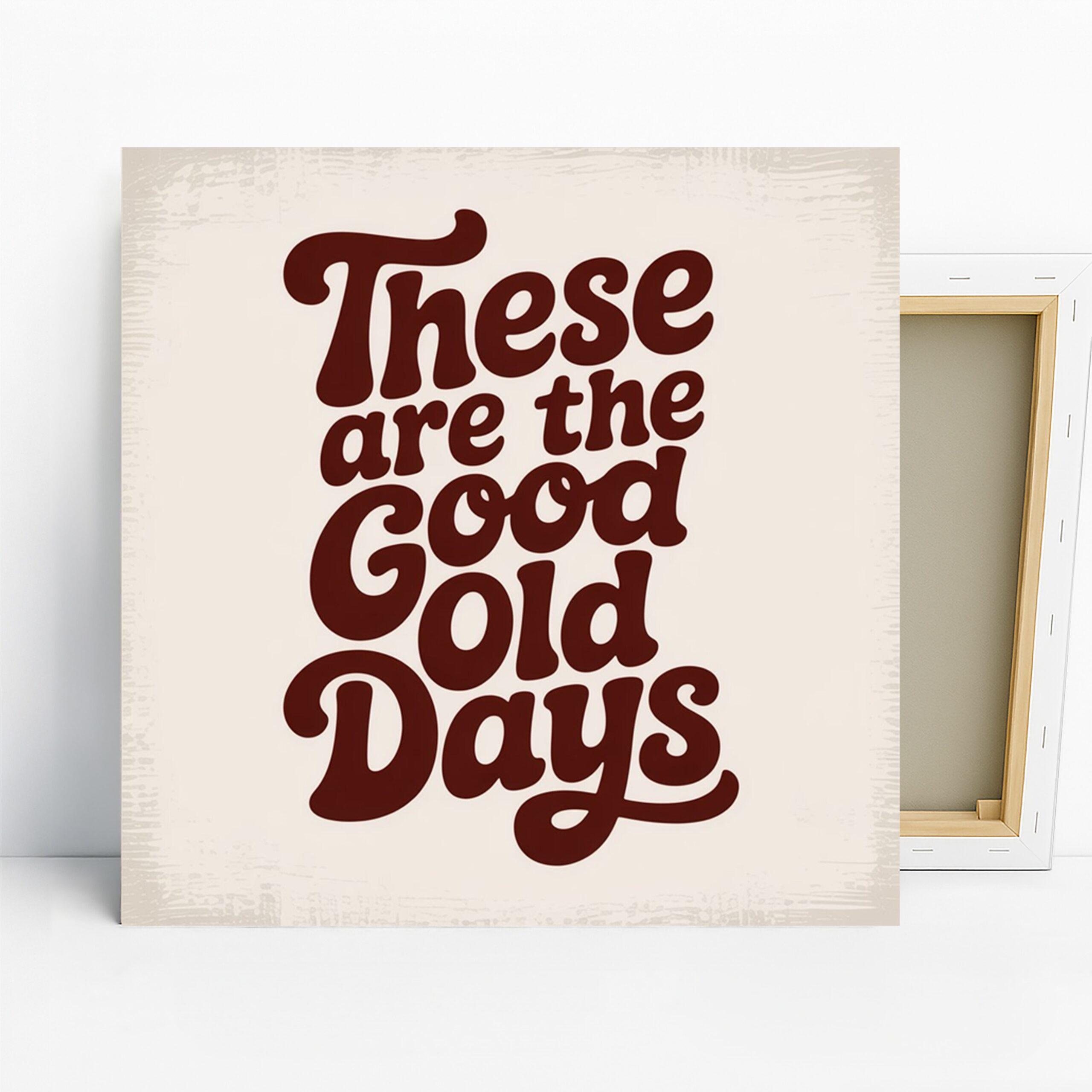 Good Old Days Nostalgia Art, Canvas or Poster, Retro Vintage Whimsical Decor, Living Room Bedroom Office Wall Art, Brown Beige White