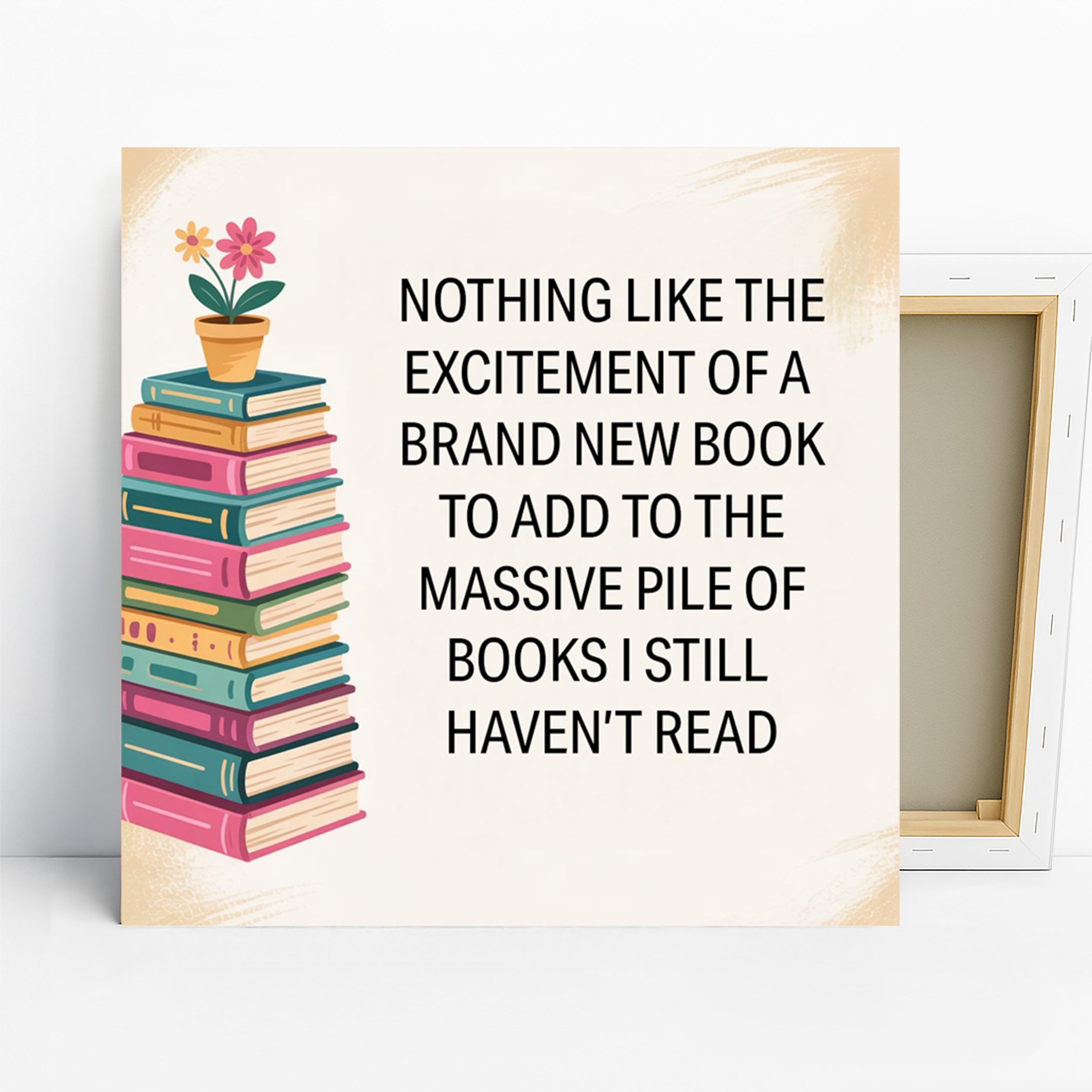 Book Lover’s Dream Art, Canvas or Poster, Whimsical Retro Decor, Office Library Living Room Bedroom Wall Art, Pink Green Blue Yellow