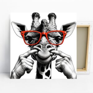 Giraffe with Red Glasses Art
