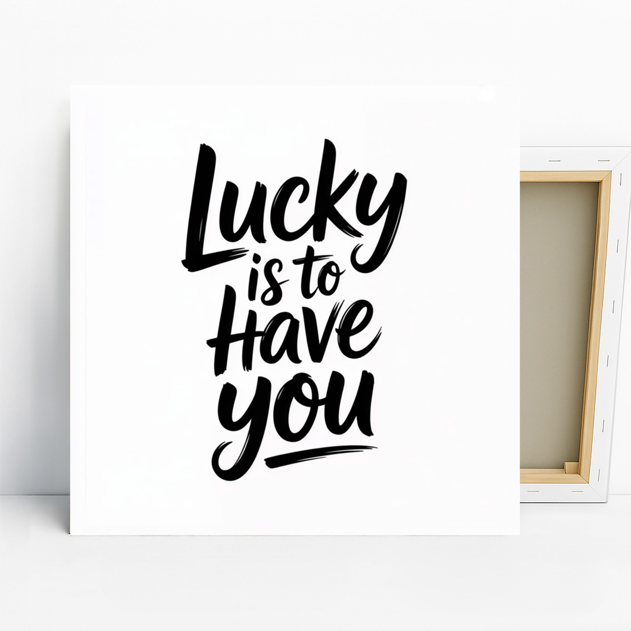 Lucky Love Quote Art, Canvas or Poster, Whimsical Modern Decor, Bedroom Living Room Office Entryway Wall Art, Black and White, Gift Wall Art