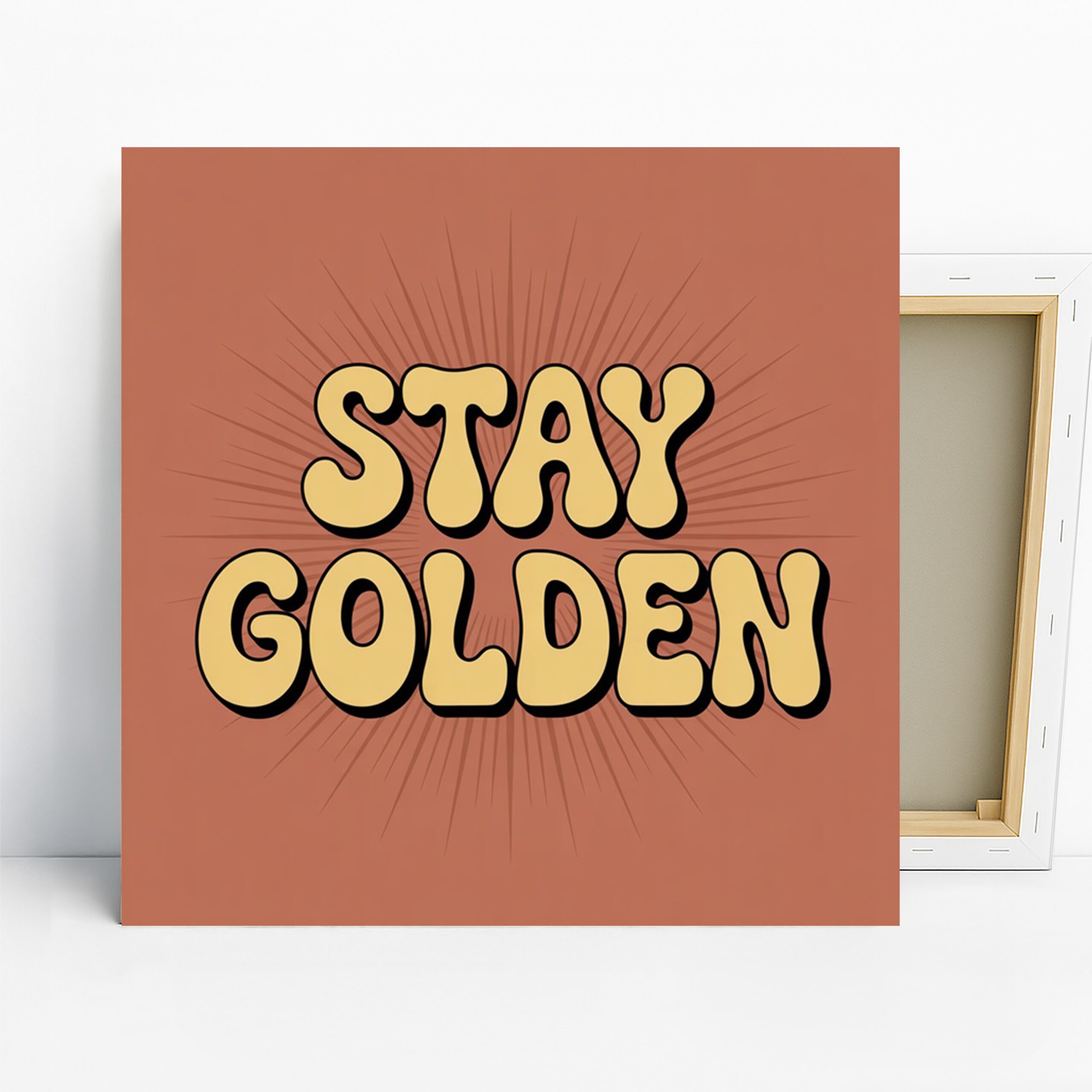 Retro Stay Golden Art, Canvas or Poster, Vintage Bohemian Decor, Living Room Bedroom Office Game Room Wall Art, Yellow Brown Orange Black