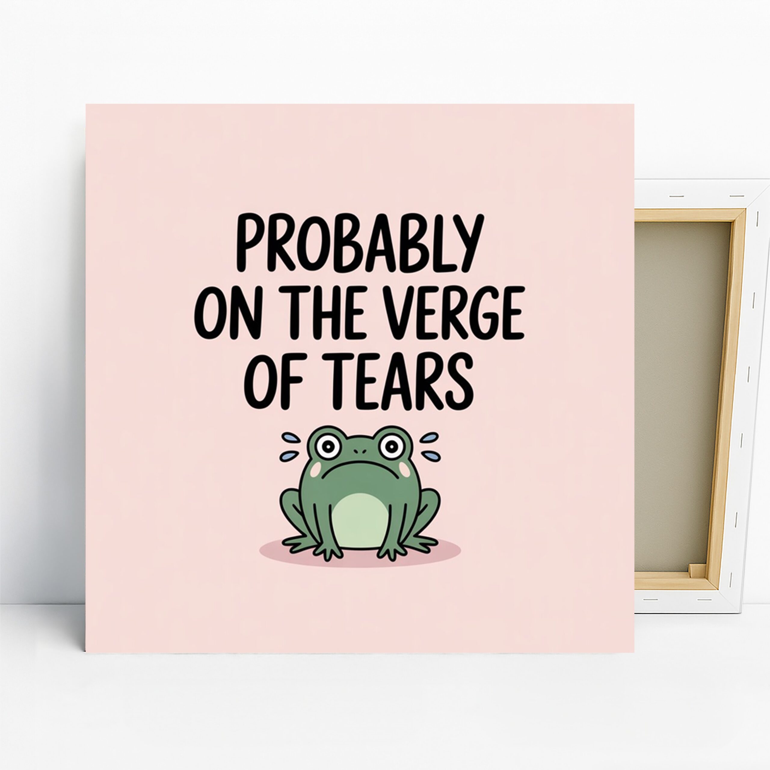 Frog Art, Canvas or Poster, Whimsical Modern Decor, Office Bedroom Living Room Bathroom Wall Art, Green Pink Black, Cute Animal Print