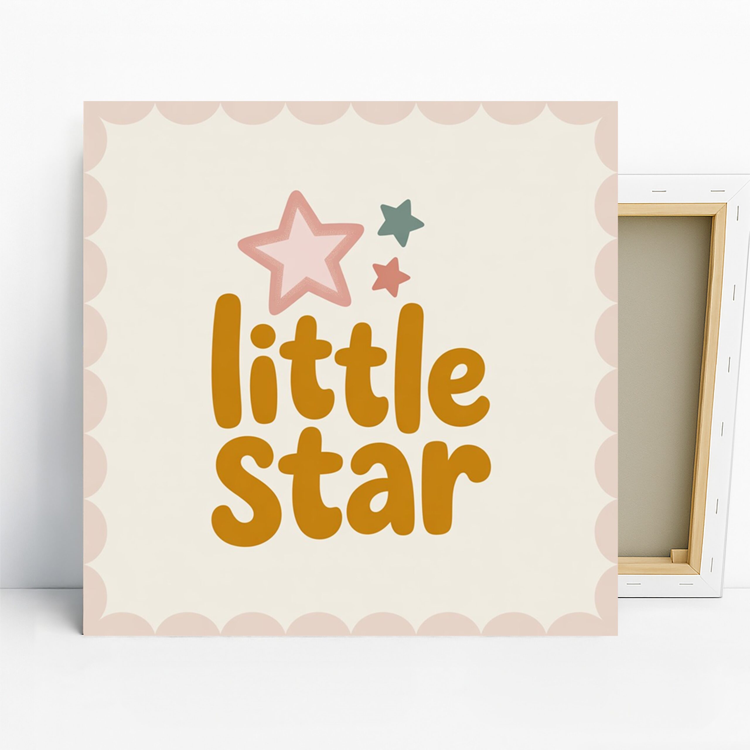 Little Star Art, Canvas or Poster, Whimsical Retro Decor, Nursery Children’s Room Wall Art, Pink Yellow Green White, Baby Shower Gift