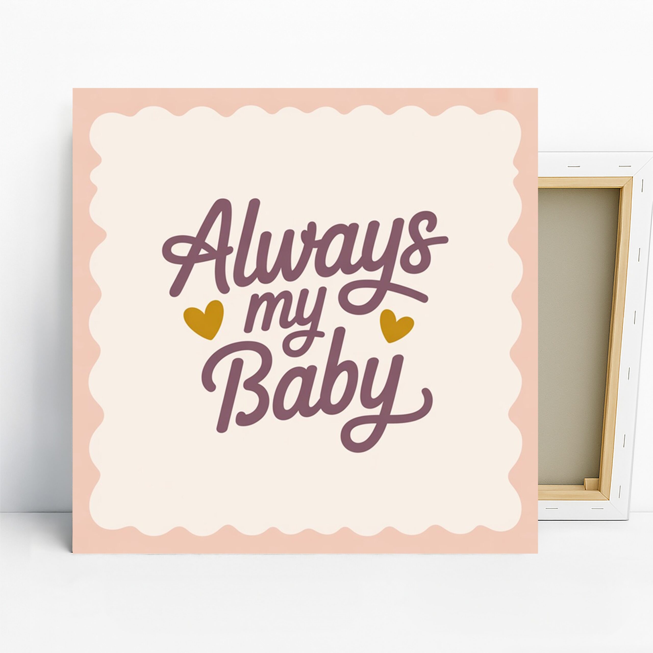 Always My Baby Art, Canvas or Poster, Whimsical Vintage Decor, Nursery Bedroom Living Room Wall Art, Pink Purple White and Gold