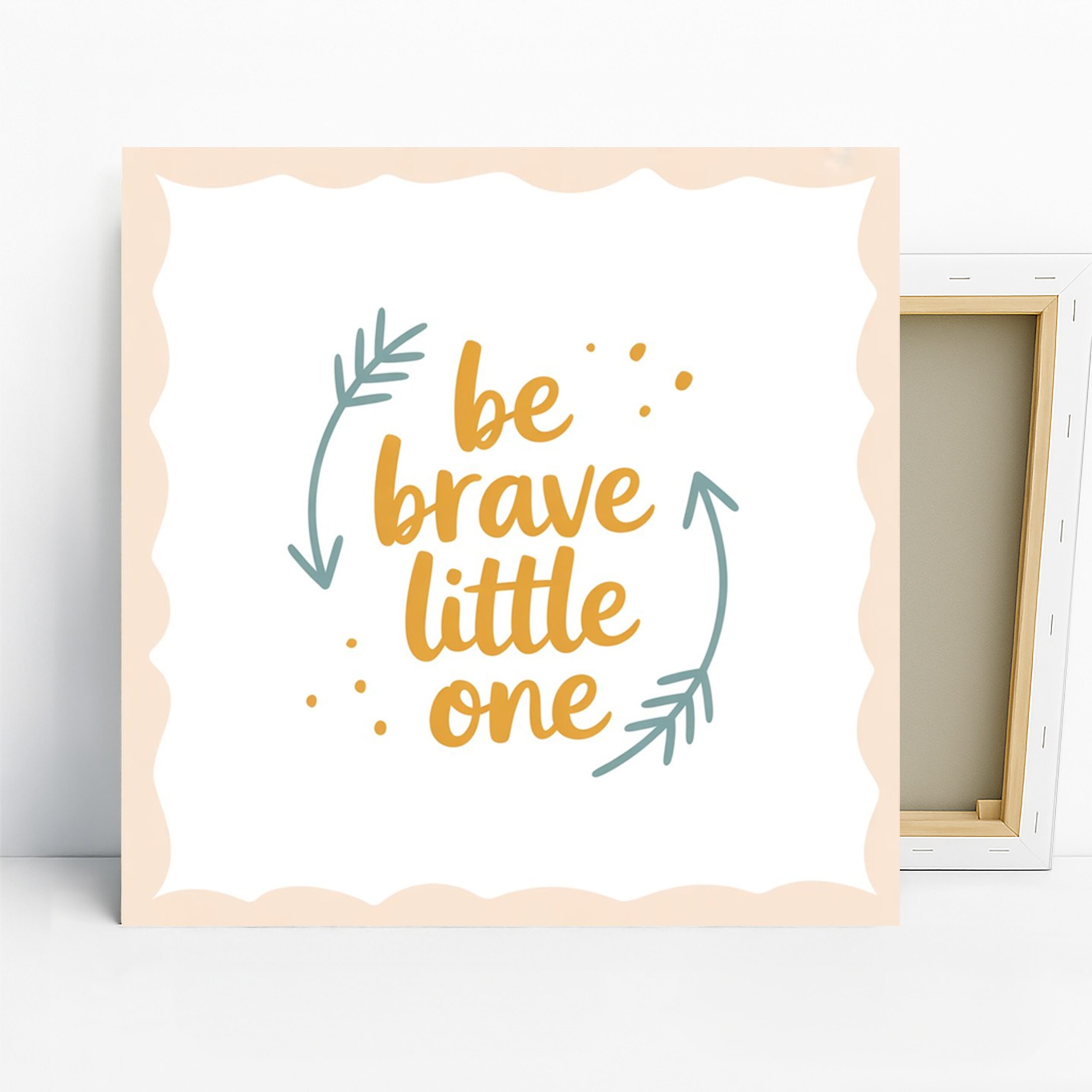 Be Brave Little One Art, Canvas or Poster, Whimsical Minimalist Decor, Nursery Children's Room Bedroom Office Wall Art, Yellow White Blue