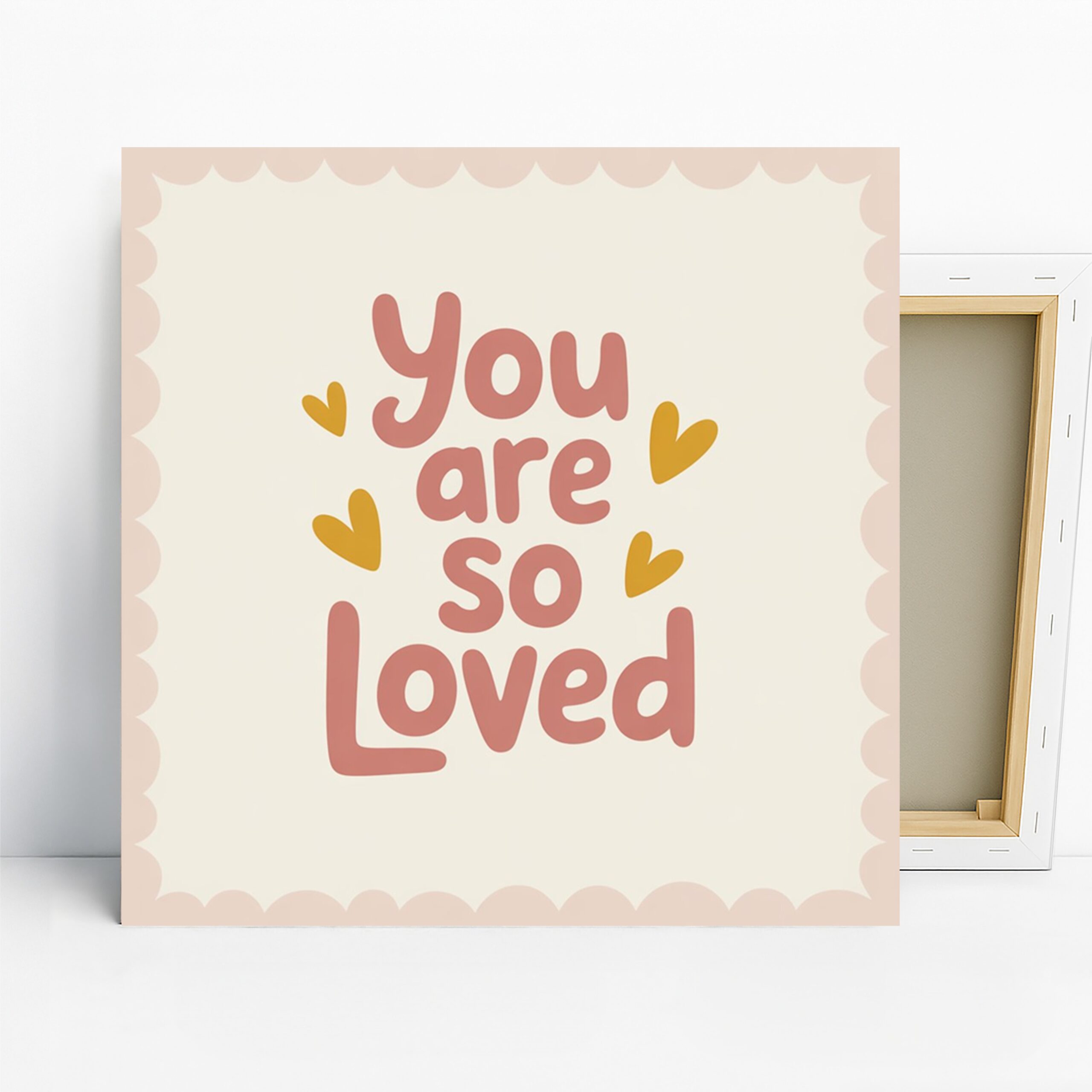 Heartfelt Affirmation Art, Canvas or Poster, Whimsical Contemporary Decor, Bedroom Nursery Living Room Office Wall Art, Pink Yellow White