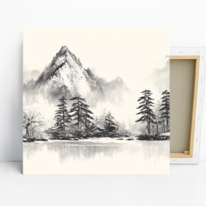 Misty Mountain Reflection Art