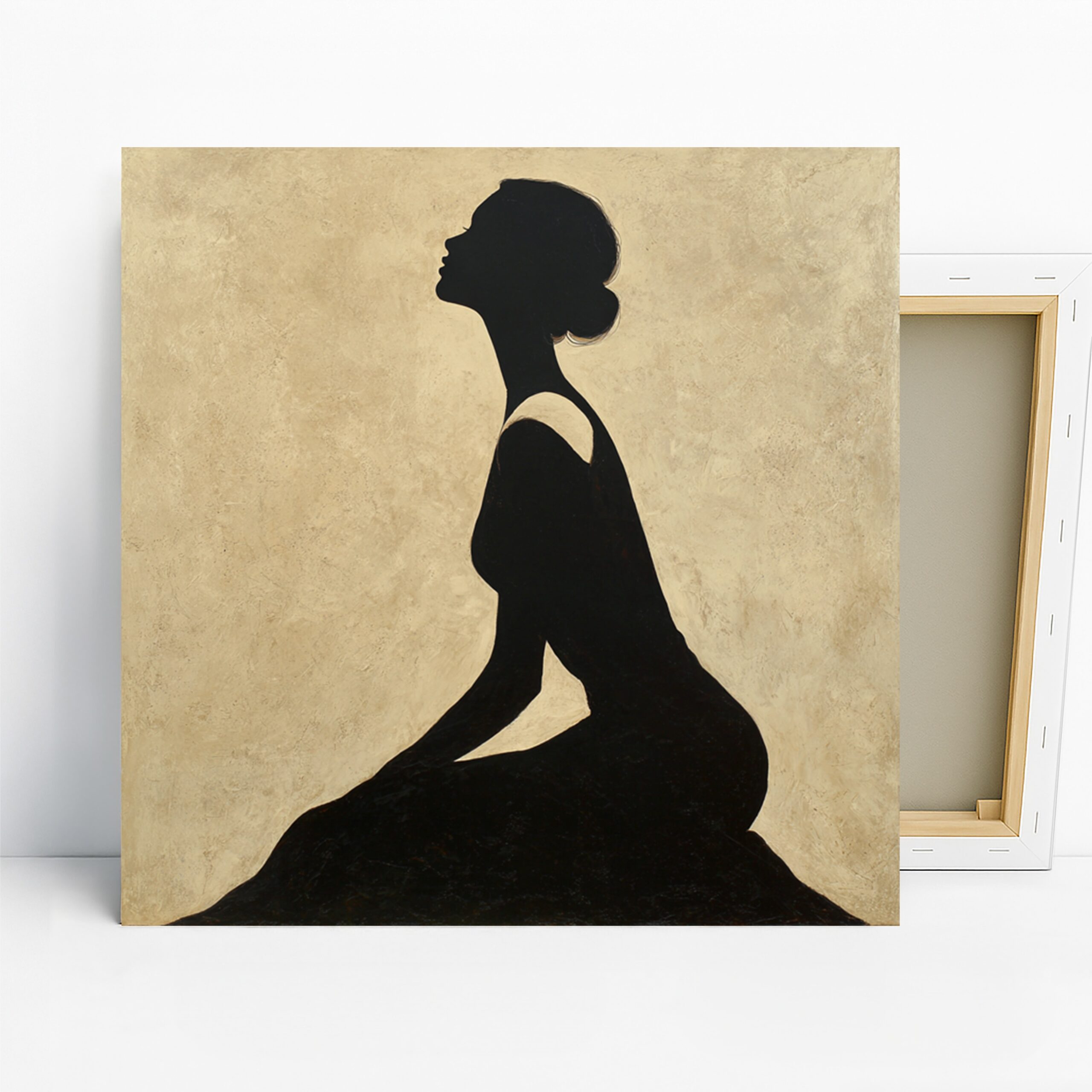 Elegant Silhouette Art, Canvas or Poster, Minimalism Modern Glam Decor, Bedroom Living Room Office Bathroom Wall Art, Black Beige White